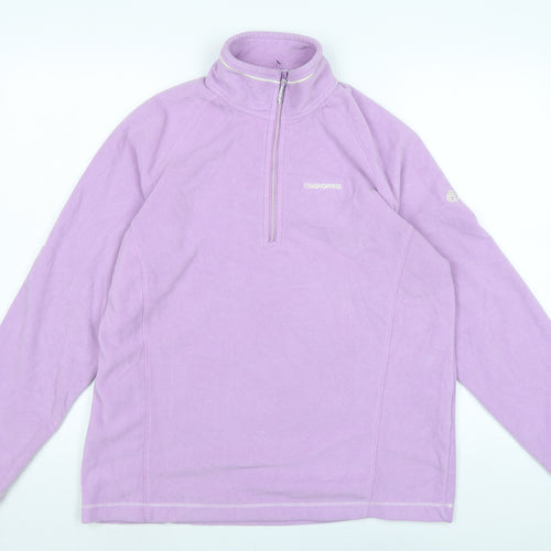 Craghoppers Womens Purple Mock Neck Polyester Pullover Jumper Size 14 - Logo