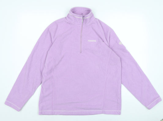 Craghoppers Womens Purple Mock Neck Polyester Pullover Jumper Size 14 - Logo