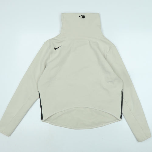 Nike Womens Black Polyester Pullover Sweatshirt Size S Drawstring - Logo