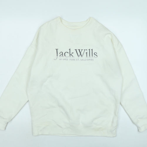 Jack Wills Womens Ivory Polyester Pullover Sweatshirt Size 8 - Logo