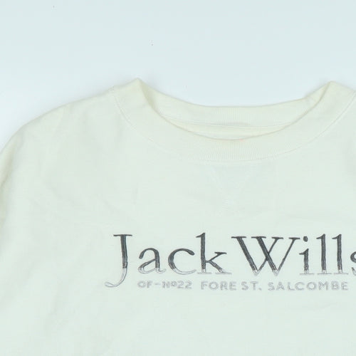 Jack Wills Womens Ivory Polyester Pullover Sweatshirt Size 8 - Logo