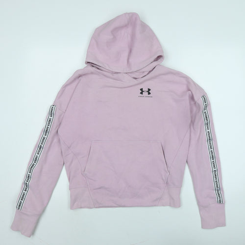 Under armour Girls Pink Polyester Pullover Hoodie Size XL - Logo