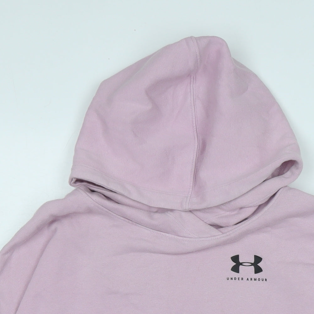 Under armour Girls Pink Polyester Pullover Hoodie Size XL - Logo