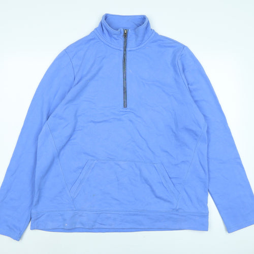 Lands End Womens Blue Polyester Pullover Sweatshirt Size XL - Logo