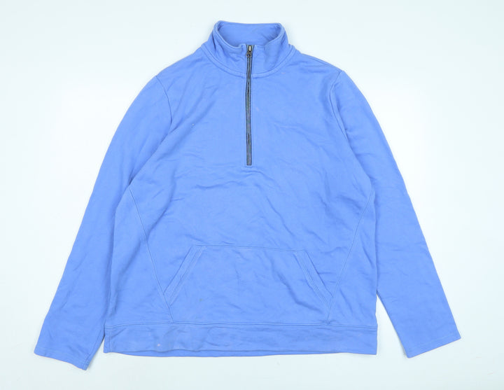 Lands End Womens Blue Polyester Pullover Sweatshirt Size XL - Logo