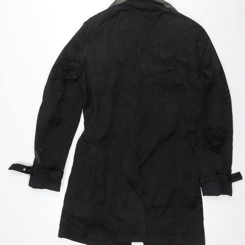 United Colors of Benetton Womens Black Trench Coat Coat Size 10 Button