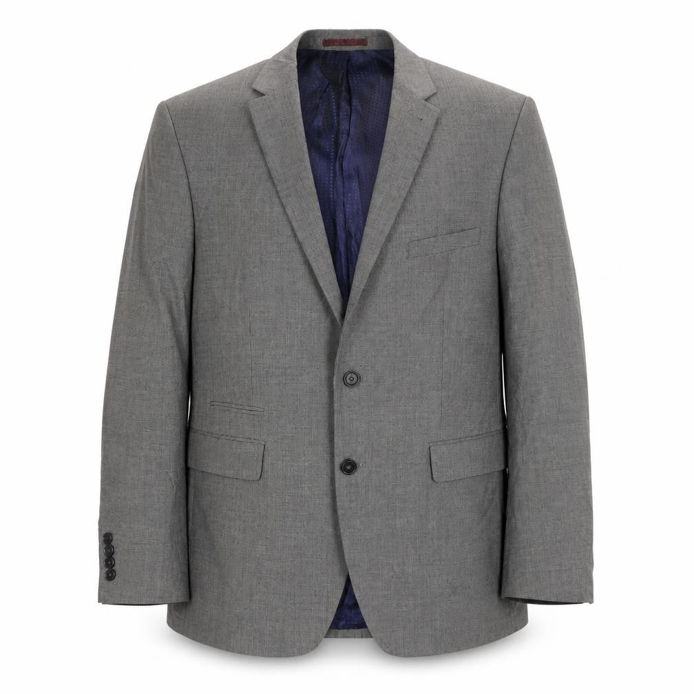 Front view of Burton men’s grey polyester jacket suit jacket, size 42, regular