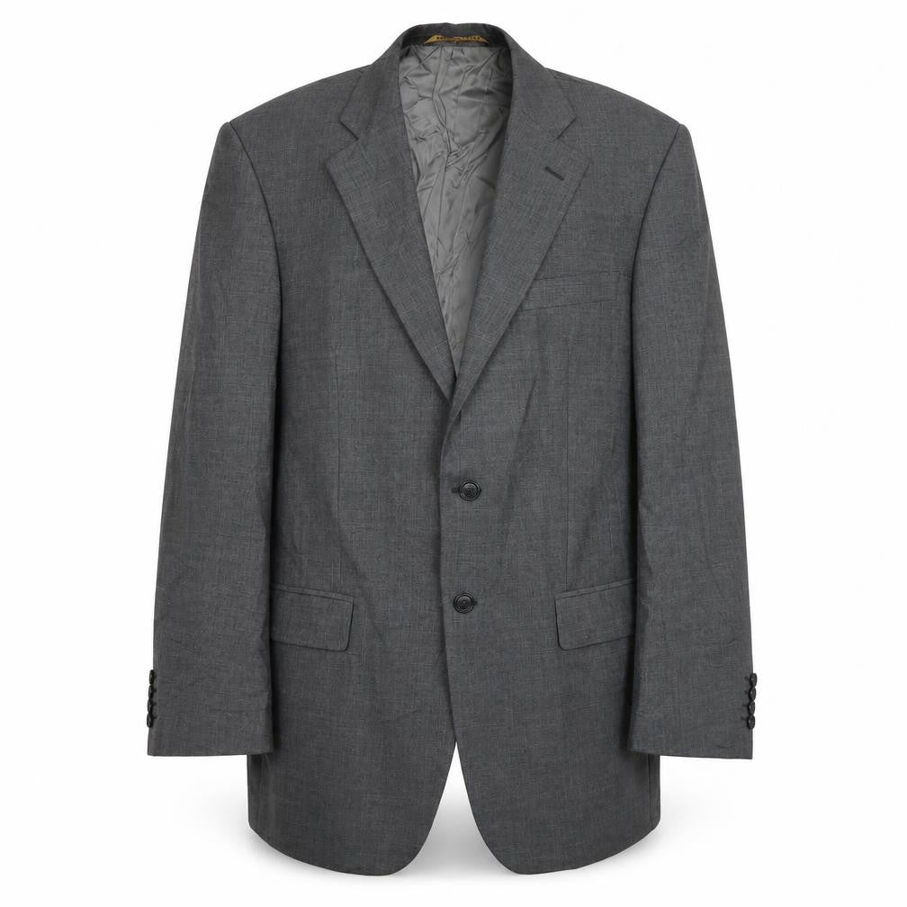 Front view of Marks & Spencer men’s grey wool jacket suit jacket, size 42, regular
