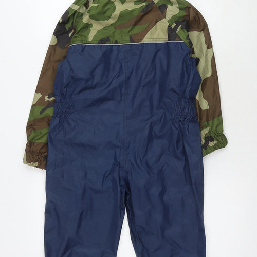 Dry Kids Boys Blue Camouflage Rain Coat Snowsuit Size 5-6 Years Zip