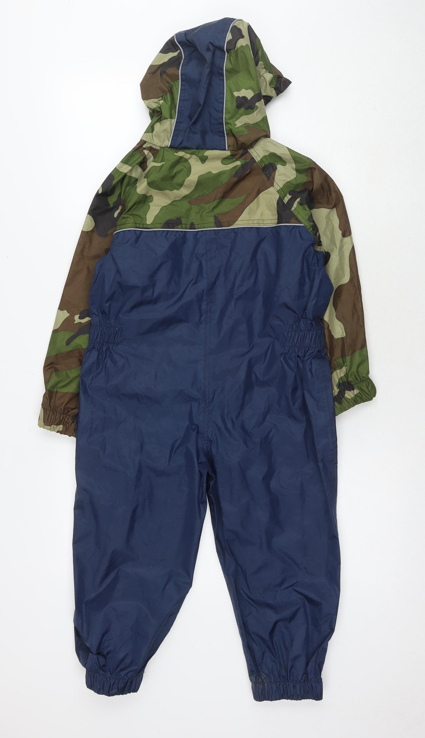 Dry Kids Boys Blue Camouflage Rain Coat Snowsuit Size 5-6 Years Zip