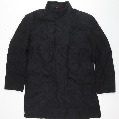 John Richmond Mens Grey Overcoat Coat Size M Button