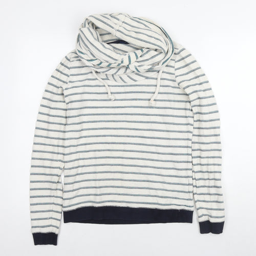 Anti Blue Womens White Striped Cotton Pullover Sweatshirt Size S Pullover