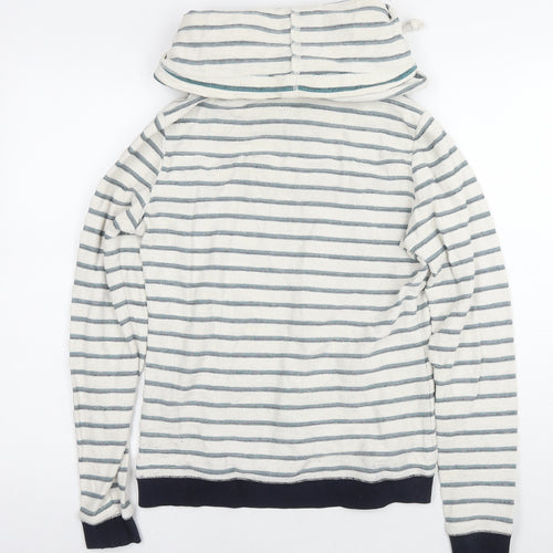 Anti Blue Womens White Striped Cotton Pullover Sweatshirt Size S Pullover