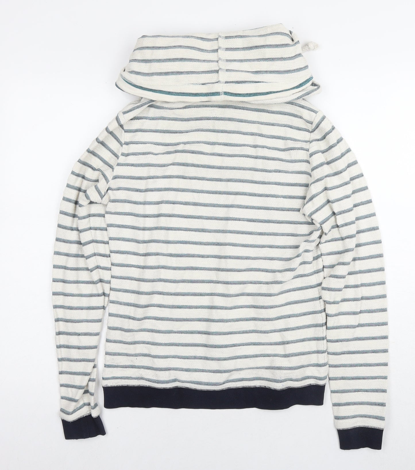 Anti Blue Womens White Striped Cotton Pullover Sweatshirt Size S Pullover