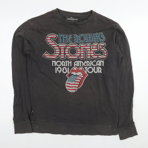 The Rolling Stones Womens Grey Cotton Pullover Sweatshirt Size M Pullover - Logo