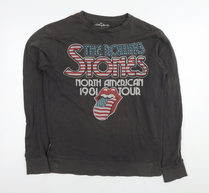 The Rolling Stones Womens Grey Cotton Pullover Sweatshirt Size M Pullover - Logo