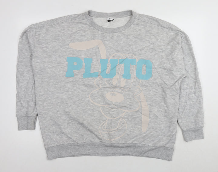 Disney Womens Grey Polyester Pullover Sweatshirt Size 16 Pullover - Pluto Size 16-18