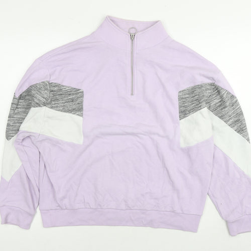 PINK Womens Purple Floral Cotton Pullover Sweatshirt Size S Pullover