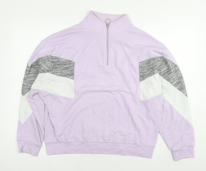 PINK Womens Purple Floral Cotton Pullover Sweatshirt Size S Pullover