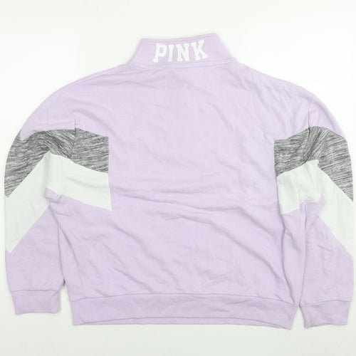 PINK Womens Purple Floral Cotton Pullover Sweatshirt Size S Pullover