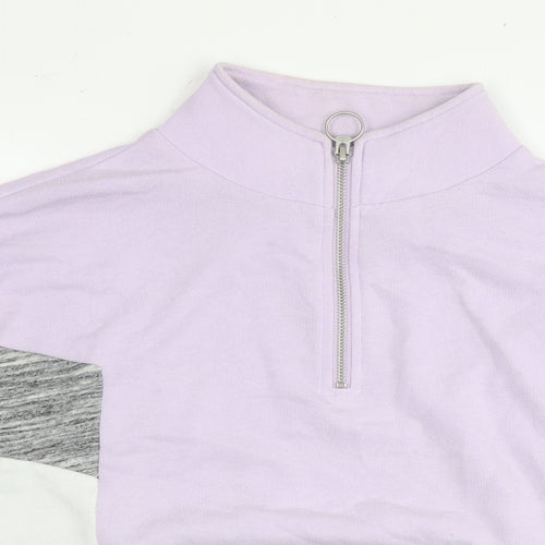 PINK Womens Purple Floral Cotton Pullover Sweatshirt Size S Pullover