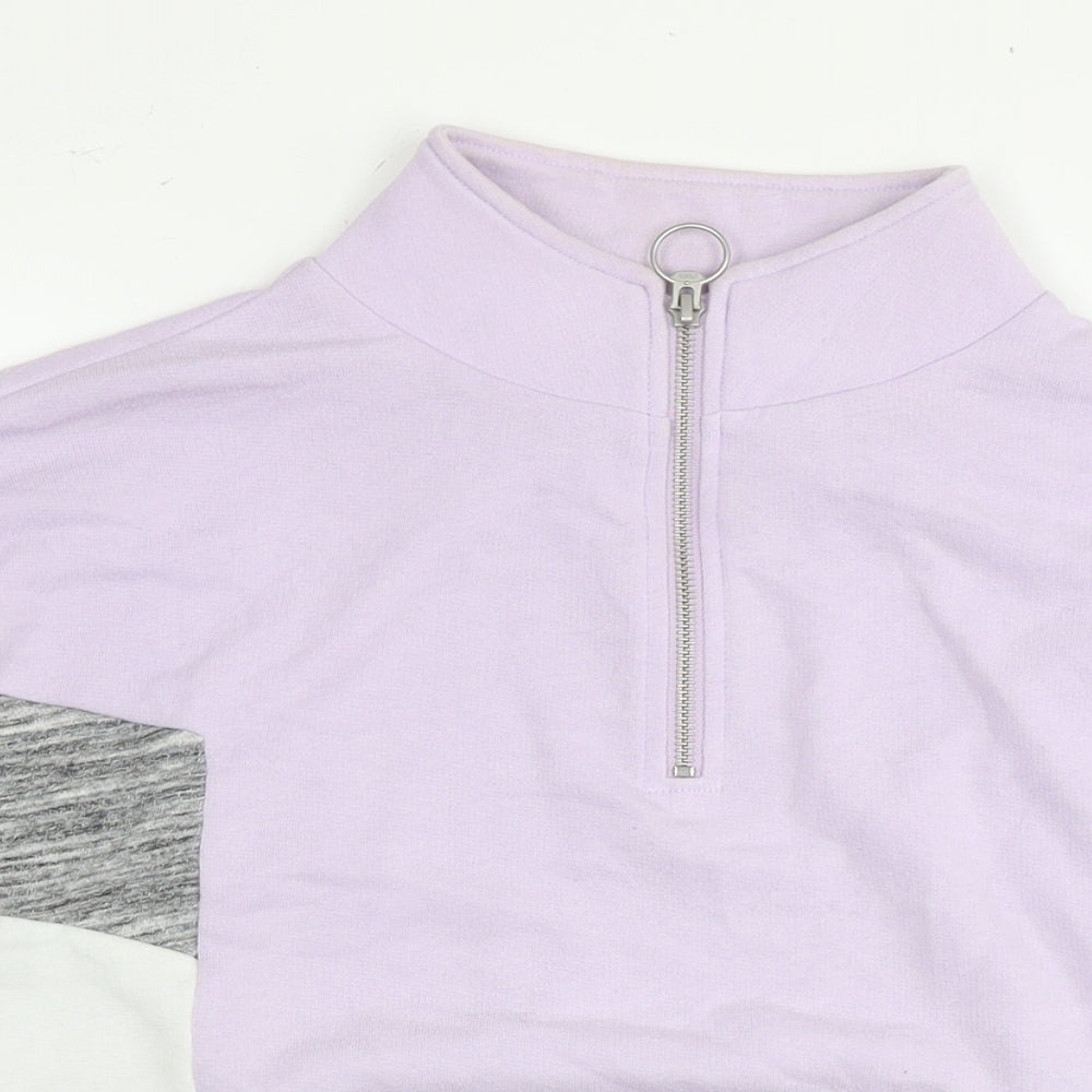 PINK Womens Purple Floral Cotton Pullover Sweatshirt Size S Pullover