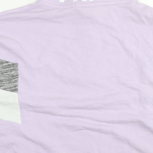 PINK Womens Purple Floral Cotton Pullover Sweatshirt Size S Pullover