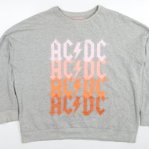 acdc Womens Grey Cotton Pullover Sweatshirt Size 18 Pullover - Logo