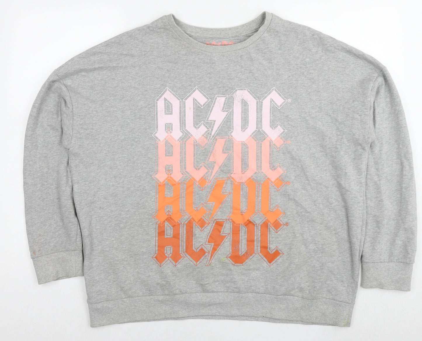 acdc Womens Grey Cotton Pullover Sweatshirt Size 18 Pullover - Logo