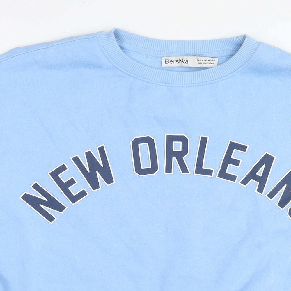 New Orleans Mens Blue Polyester Pullover Sweatshirt Size XS - Logo