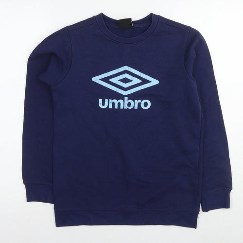 Umbro Boys Blue Cotton Pullover Sweatshirt Size 12-13 Years Pullover - Logo