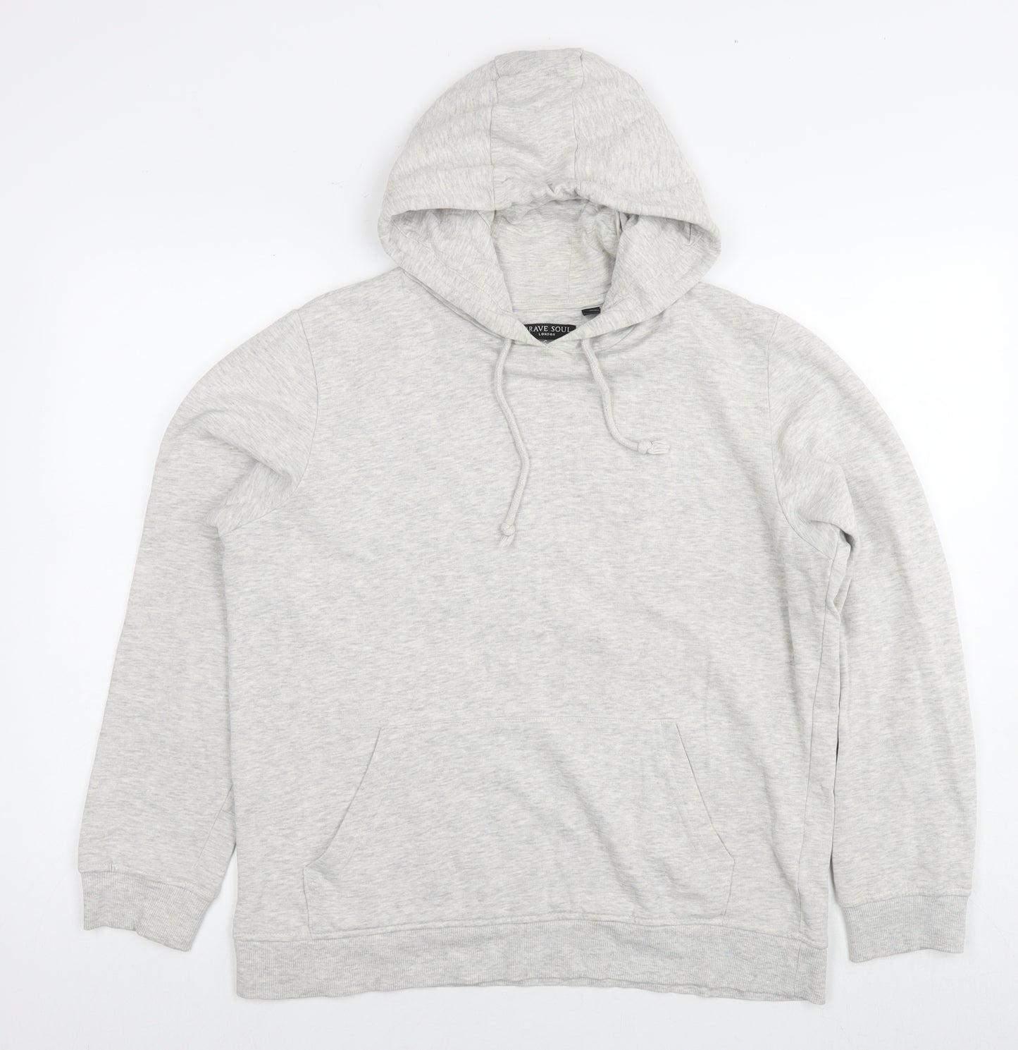Brave Soul Womens Grey Cotton Pullover Hoodie Size L Pullover