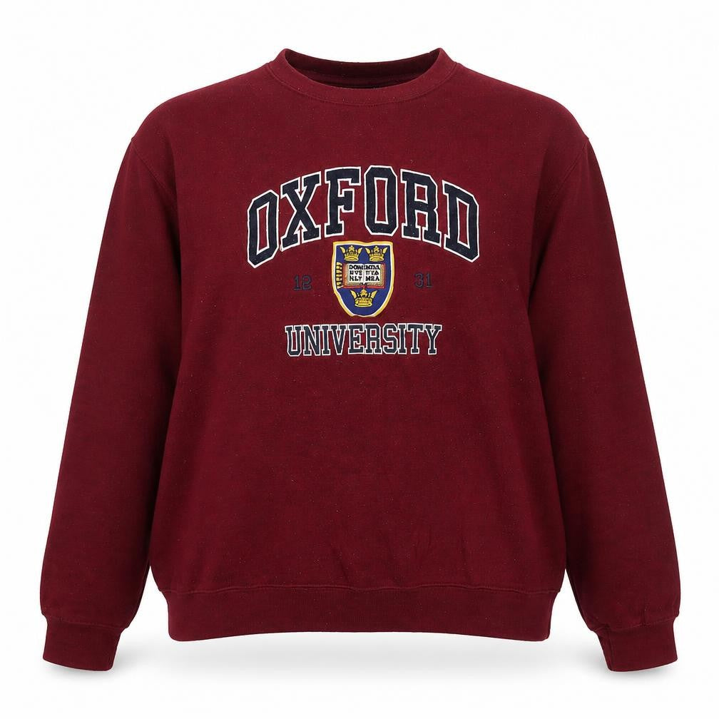 Front view of Oxford women’s red polyester pullover sweatshirt, size L, pullover - oxford university