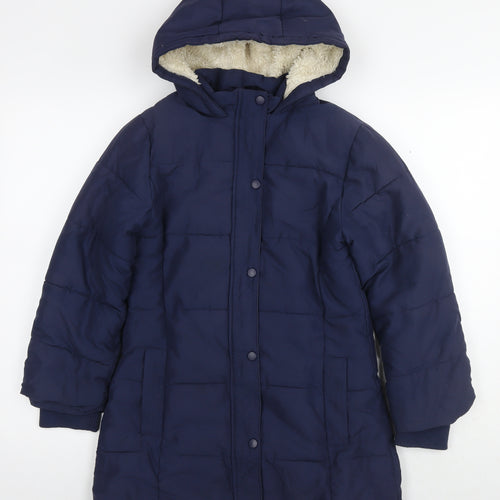 John Lewis Girls Blue Parka Coat Size 10 Years Zip