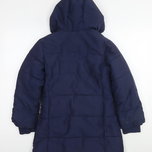 John Lewis Girls Blue Parka Coat Size 10 Years Zip