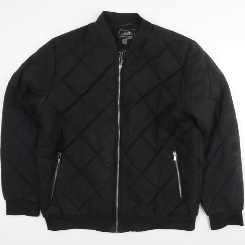 Outdoor Mens Black Quilted Jacket Size 2XL Zip