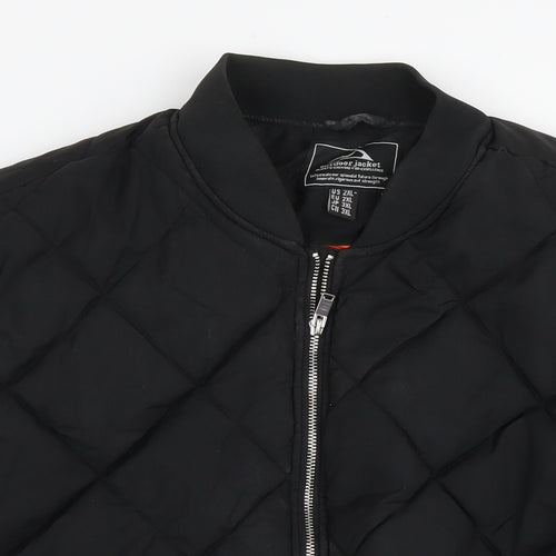 Outdoor Mens Black Quilted Jacket Size 2XL Zip