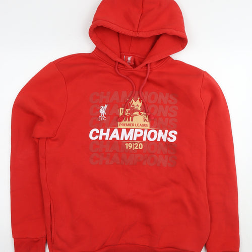 Liverpool FC Mens Red Cotton Pullover Hoodie Size L - Liverpool Football Club Champions