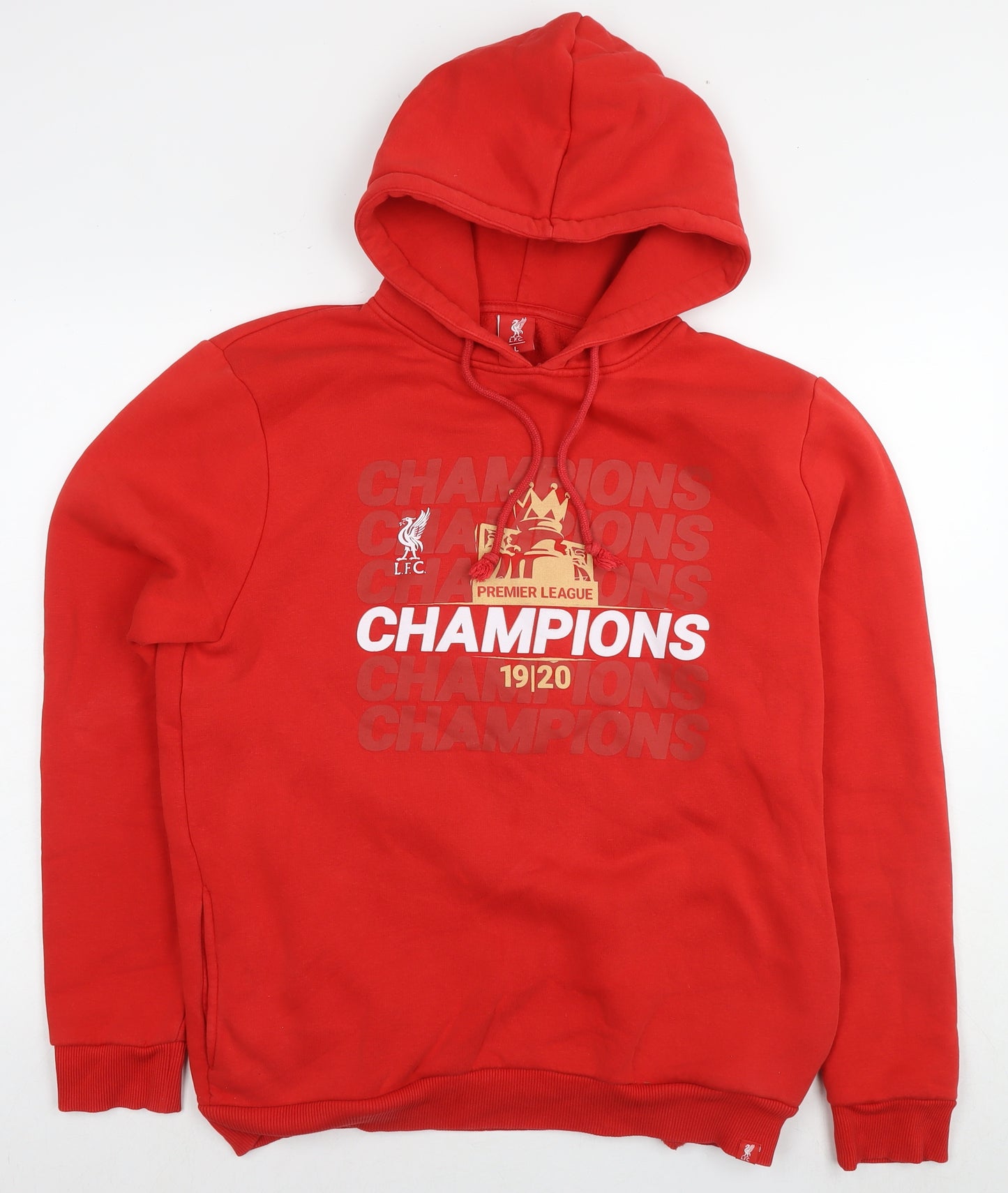 Liverpool FC Mens Red Cotton Pullover Hoodie Size L - Liverpool Football Club Champions