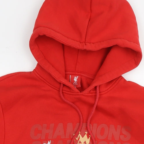 Liverpool FC Mens Red Cotton Pullover Hoodie Size L - Liverpool Football Club Champions