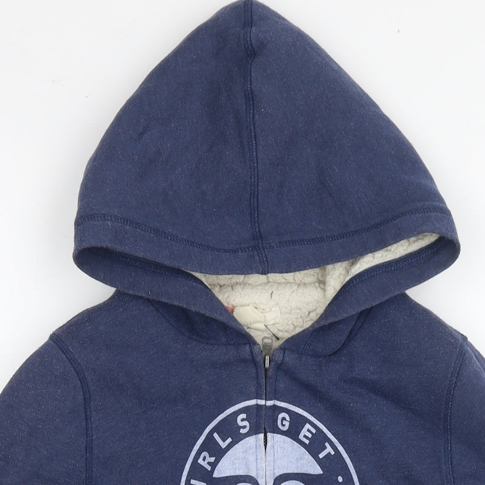 ROXY Womens Blue Polyester Full Zip Hoodie Size 16 Zip - Logo