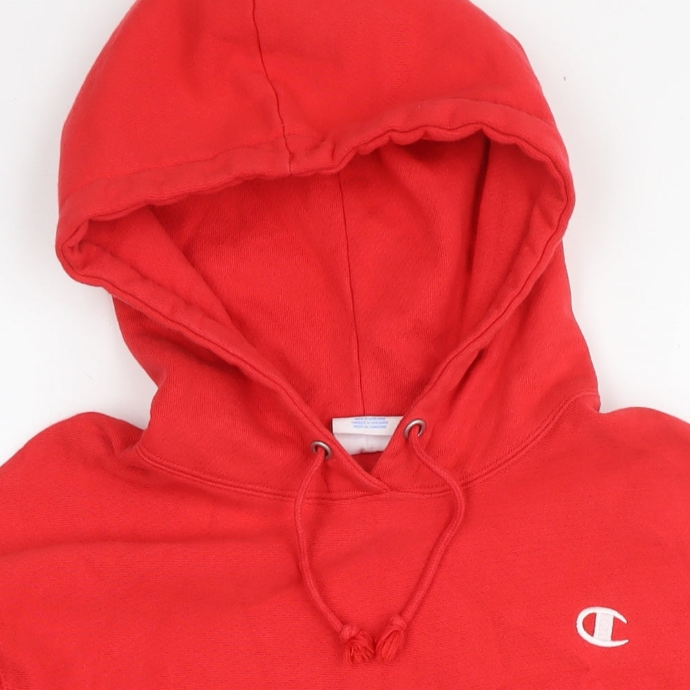 Champion Womens Red Cotton Pullover Hoodie Size S Pullover
