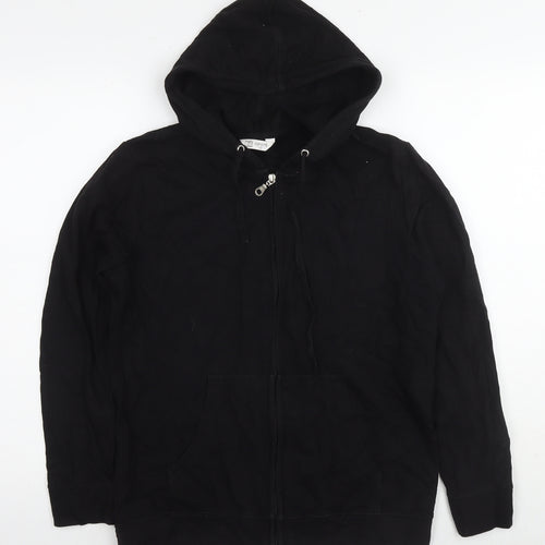 B6 Sport Womens Black Cotton Full Zip Hoodie Size 12 Zip