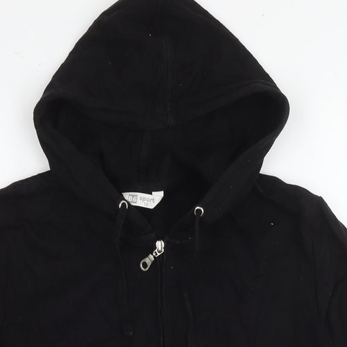 B6 Sport Womens Black Cotton Full Zip Hoodie Size 12 Zip