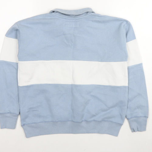 Abercrombie & Fitch Boys Blue Striped Cotton Pullover Sweatshirt Size 13-14 Years Button