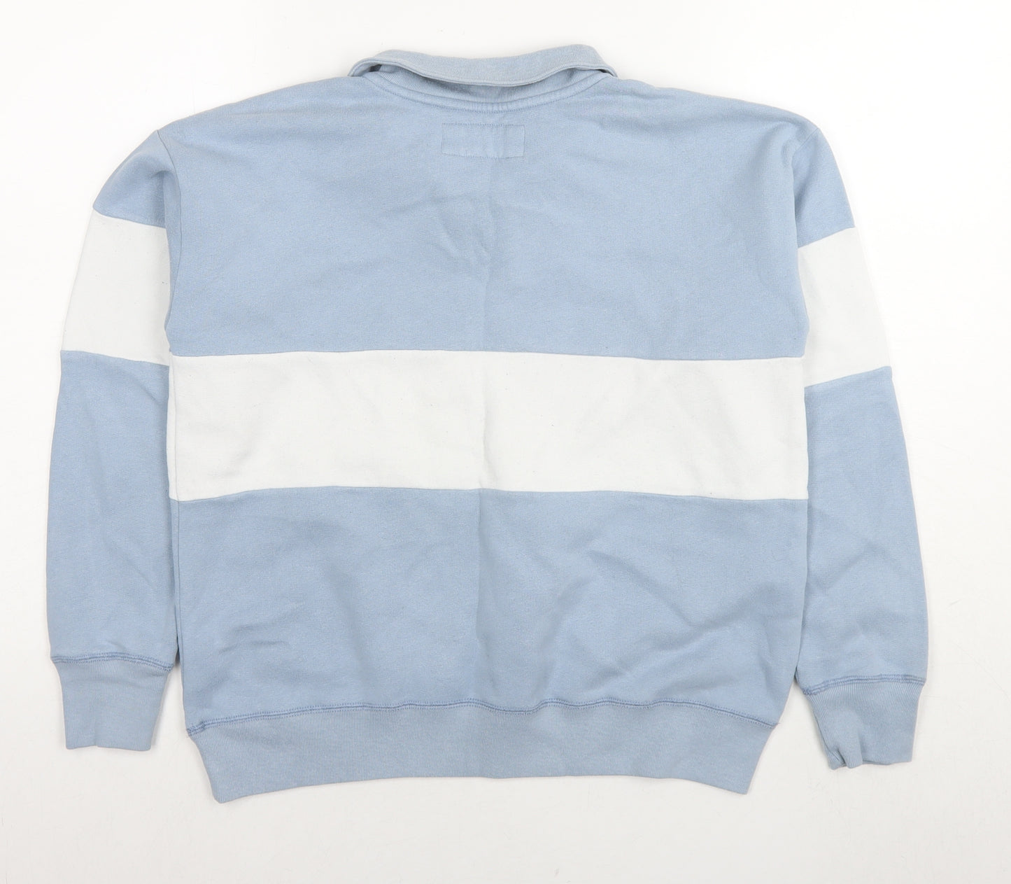 Abercrombie & Fitch Boys Blue Striped Cotton Pullover Sweatshirt Size 13-14 Years Button