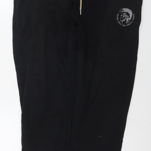 Diesel Mens Black Cotton Jogger Trousers Size L L30 in Regular Drawstring