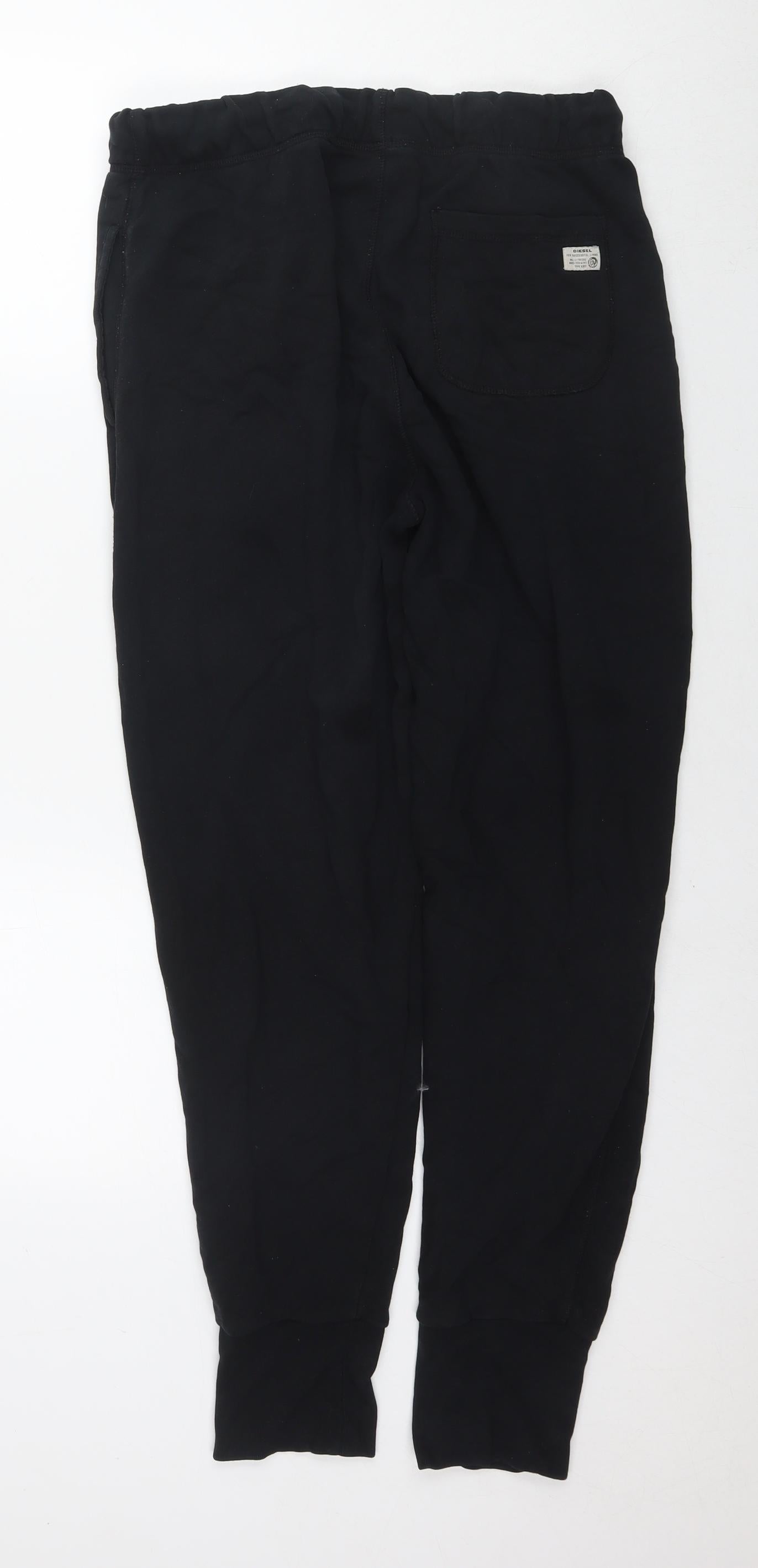 Diesel Mens Black Cotton Jogger Trousers Size L L30 in Regular Drawstring