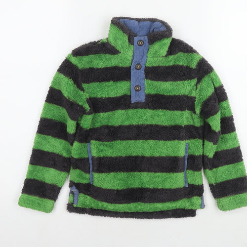 Mini Boden Boys Green Striped Polyester Pullover Hoodie Size 4-5 Years Pullover