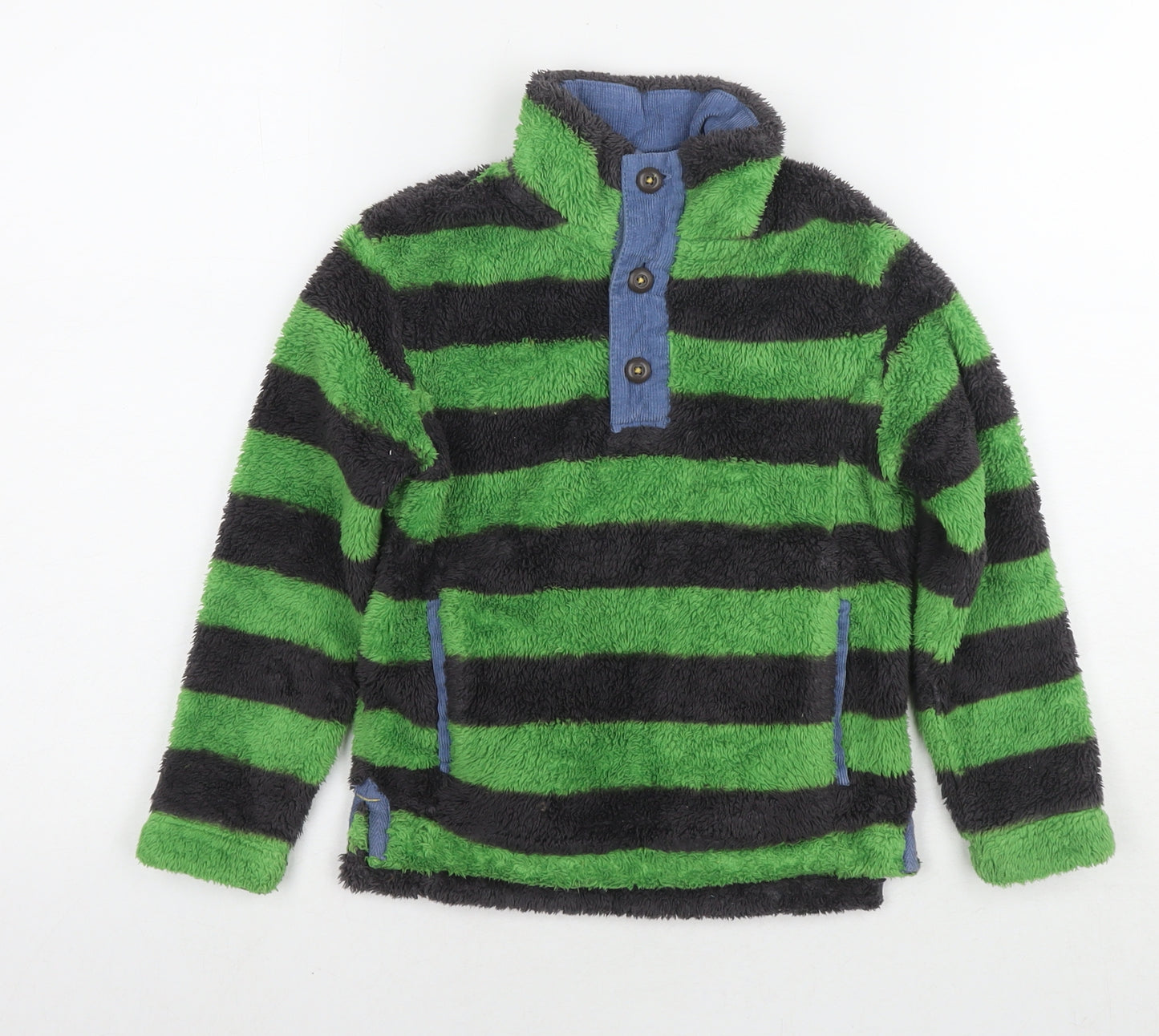 Mini Boden Boys Green Striped Polyester Pullover Hoodie Size 4-5 Years Pullover